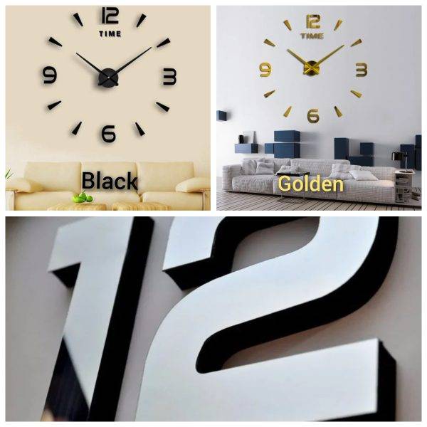 3d acrylic diy frameless wall clock,