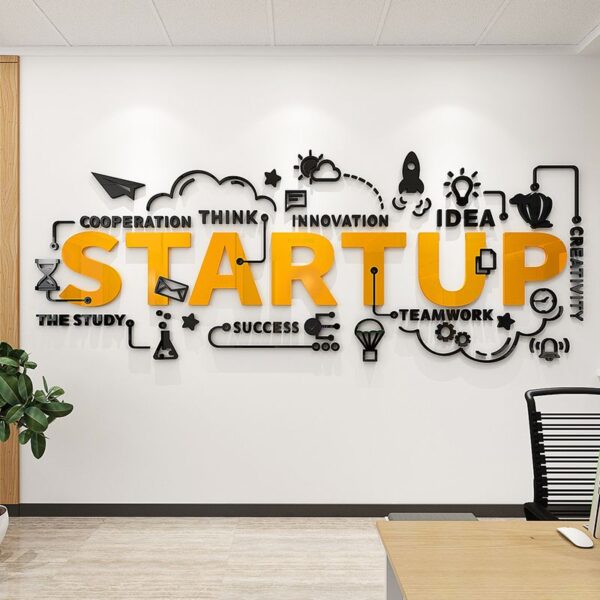 3D Acrylic Startup Deign Mirror Sticker